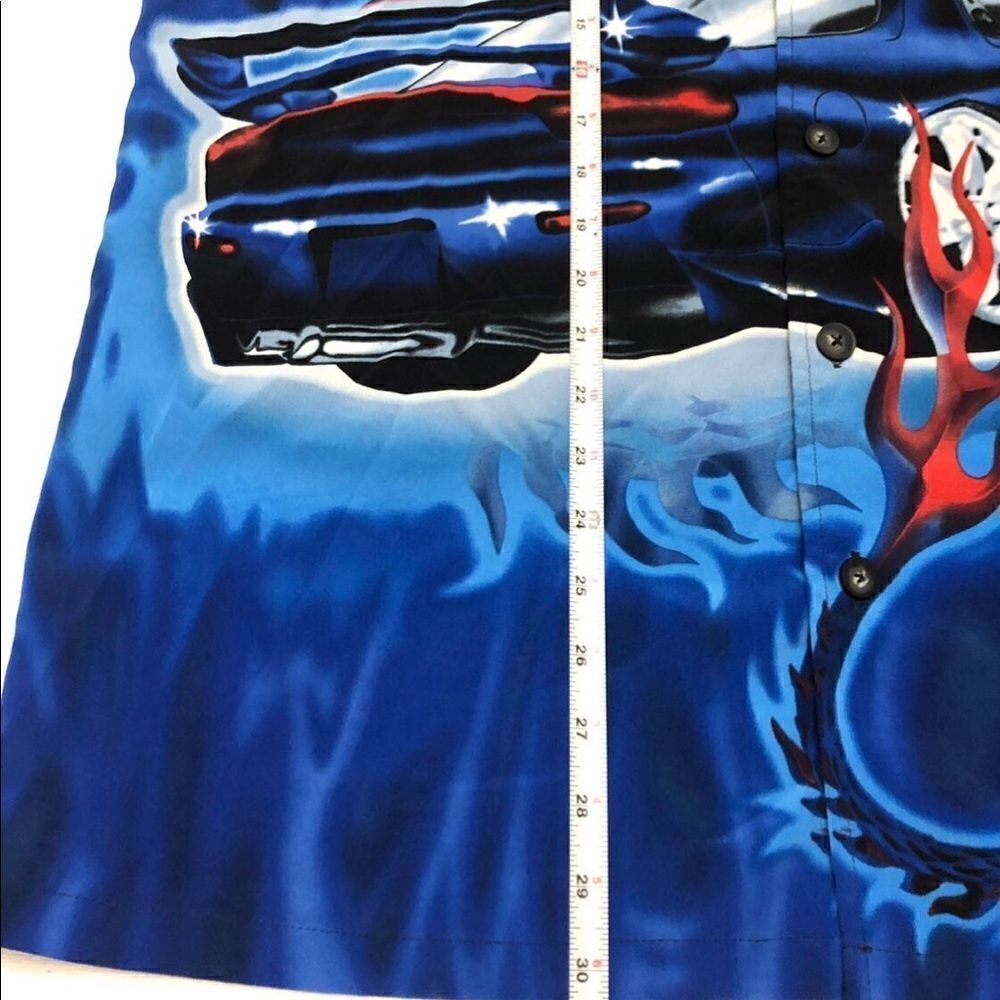 ODO mens black dragon car retro button down shirt size Large - Picture 4 of 8